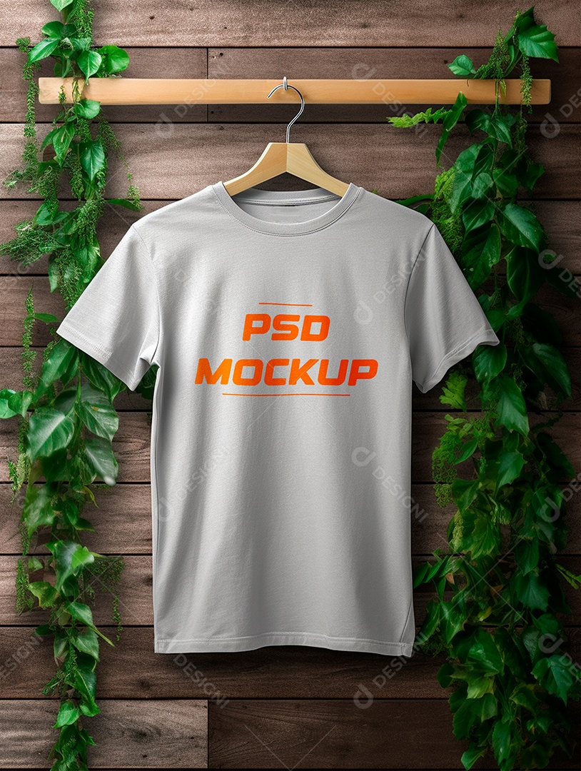 Mockup Camiseta Cinza PSD Editável