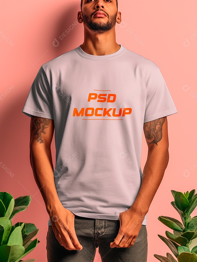 Mockup Camiseta Cinza PSD Editável