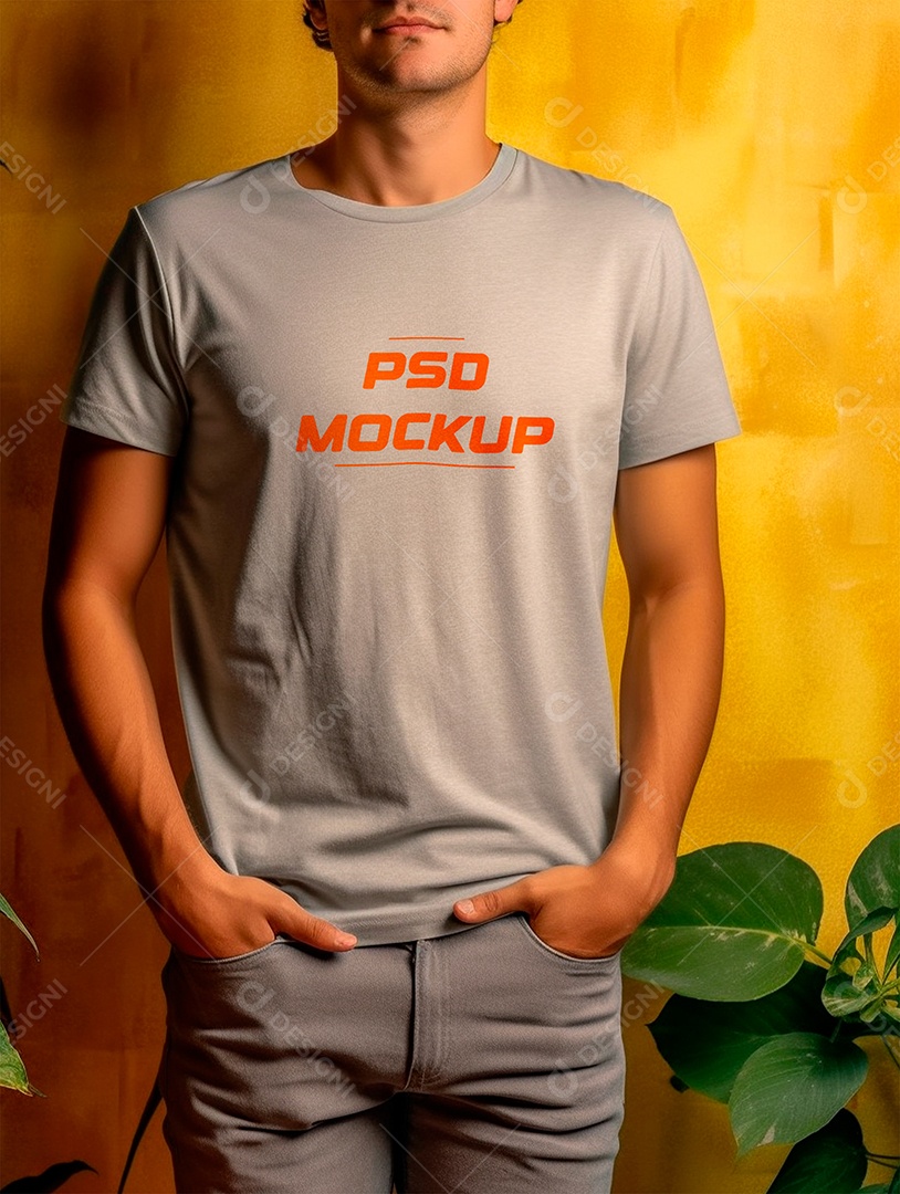 Camiseta Mockup Cinza PSD Editável