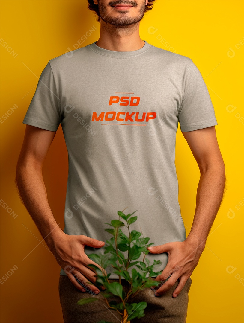 Camiseta Mockup Cinza PSD Editável
