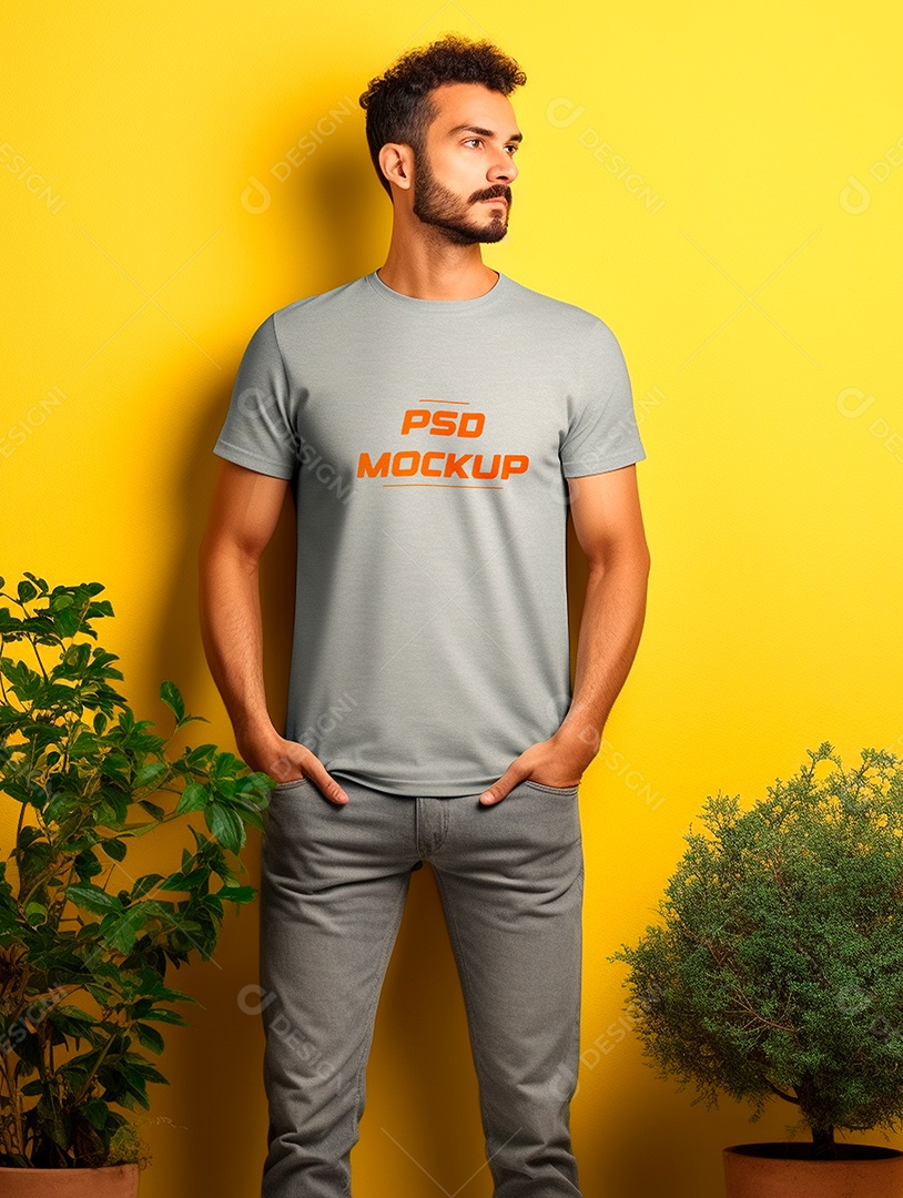 Camiseta Mockup Cinza PSD Editável