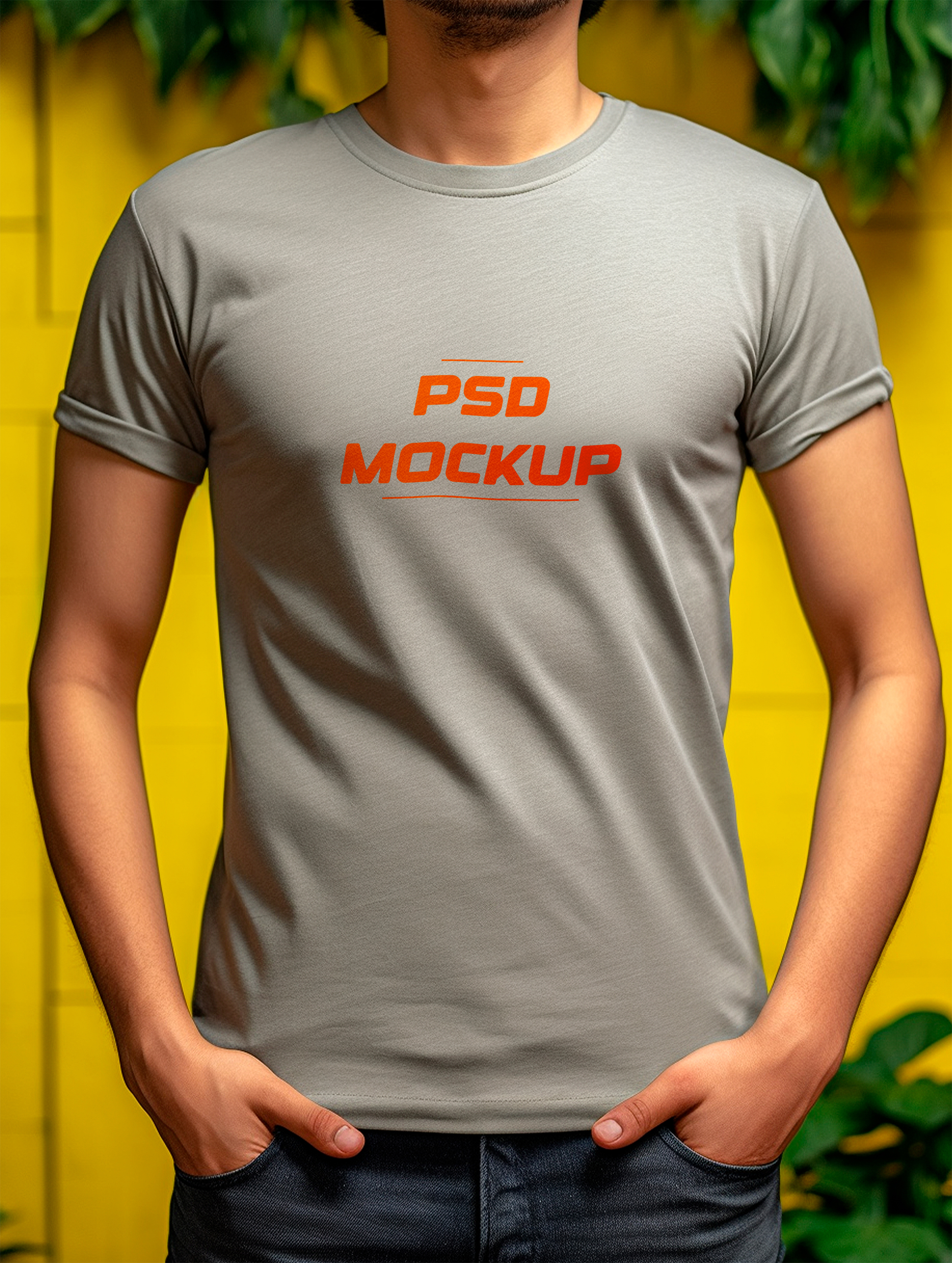 Camiseta Mockup Cinza PSD Editável