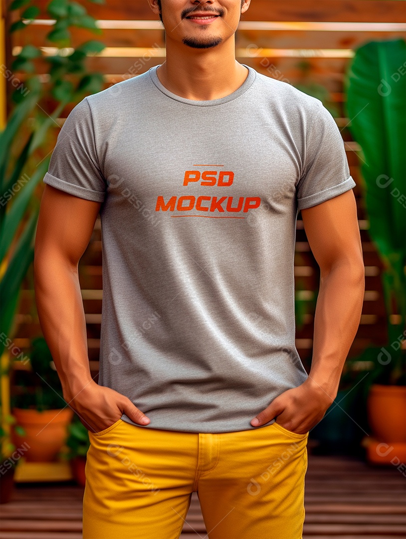 Camiseta Mockup Cinza PSD Editável