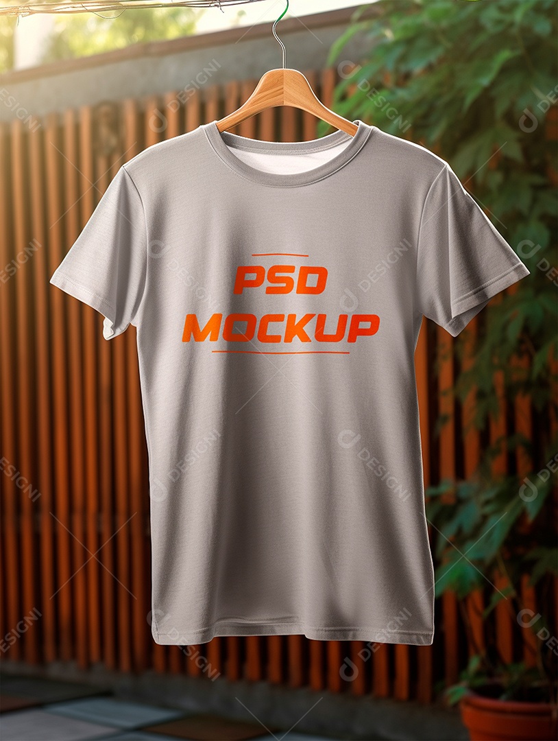 Camiseta Mockup Cinza PSD Editável