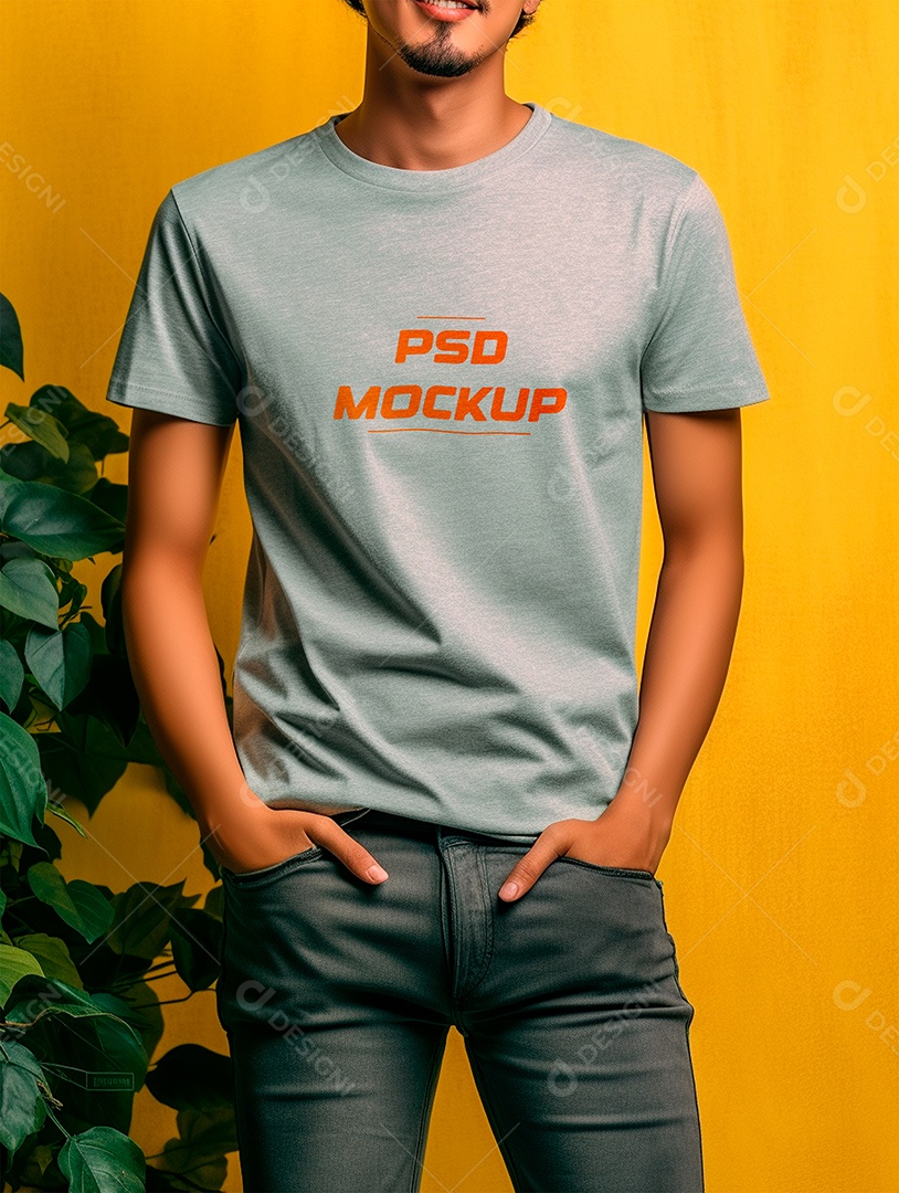 Camiseta Mockup Cinza PSD Editável