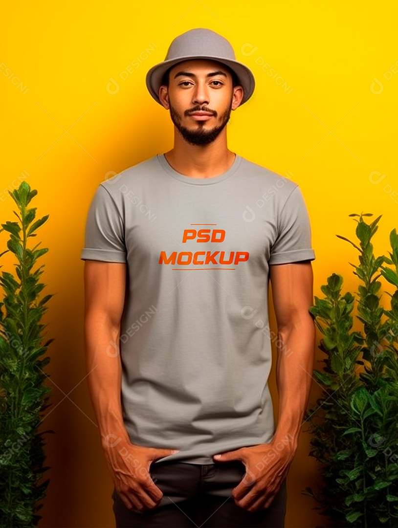 Camiseta Mockup Cinza PSD Editável