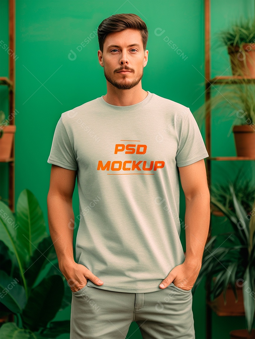 Camiseta Mockup Cinza PSD Editável