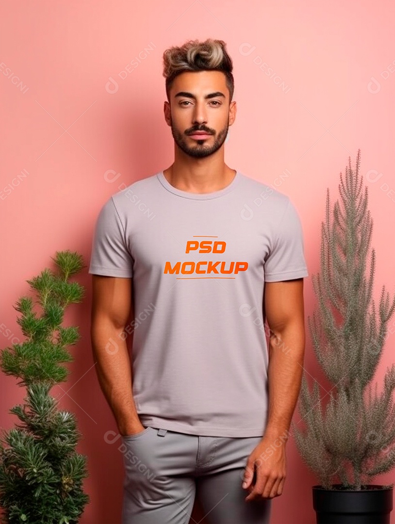 Camiseta Mockup Cinza PSD Editável