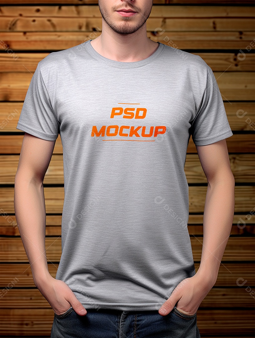 Camiseta Mockup Cinza PSD Editável