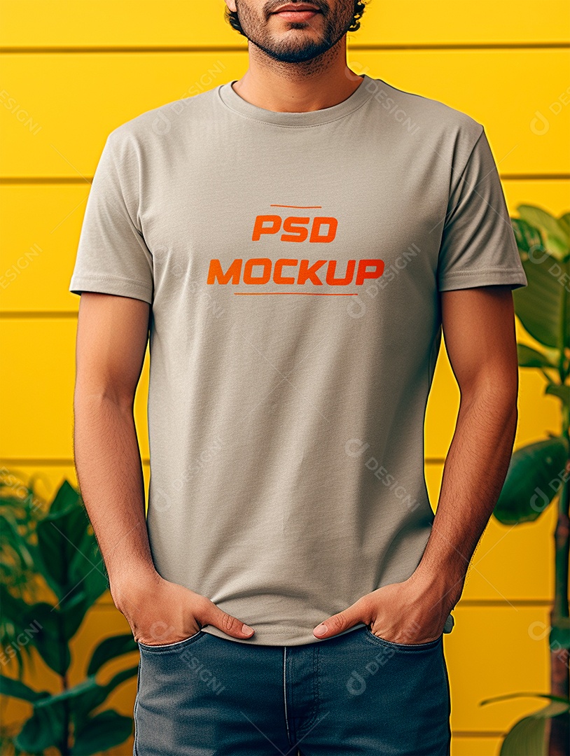 Camiseta Mockup Cinza PSD Editável