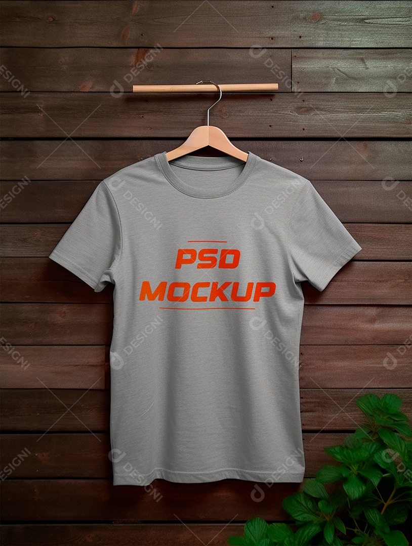 Mockup Camiseta Cinza No Cabide PSD Editável