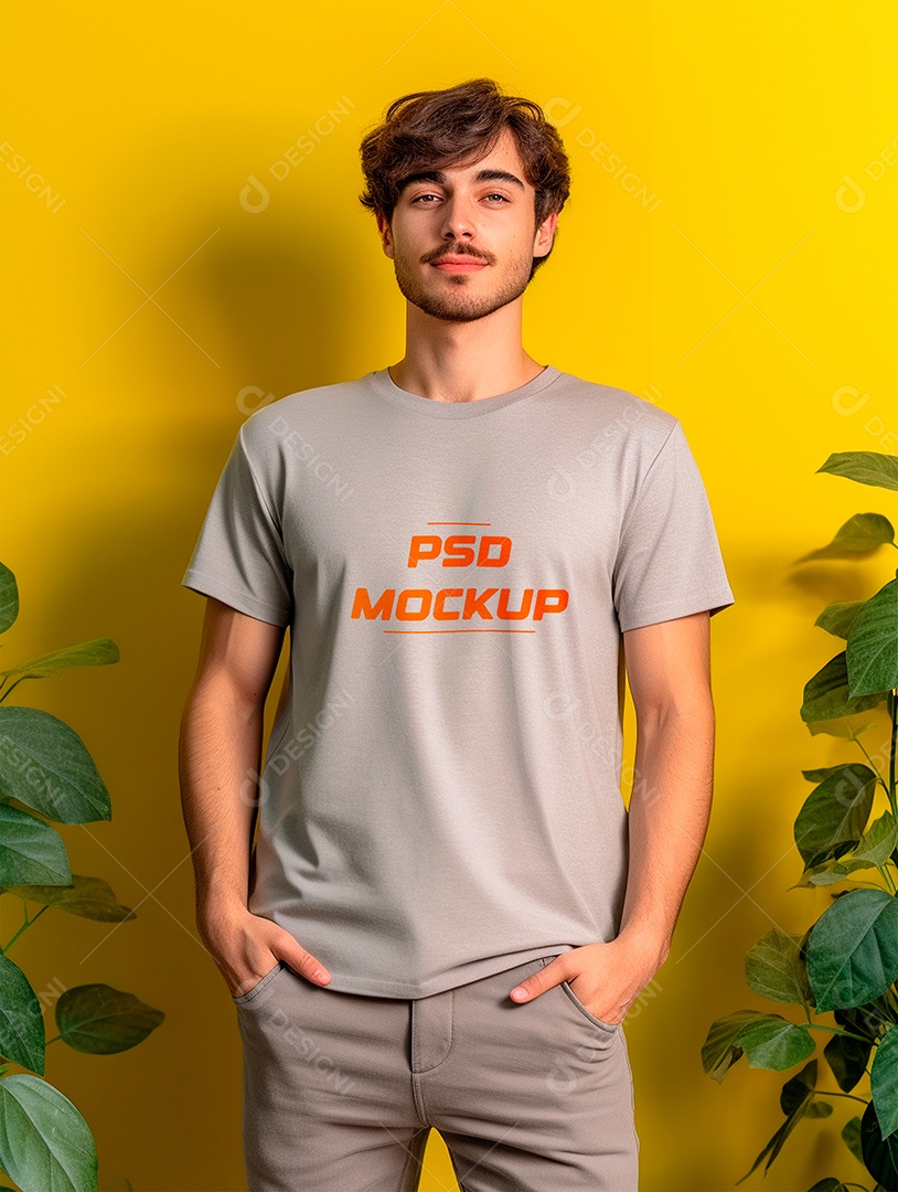 Mockup Camiseta Cinza No Cabide PSD Editável