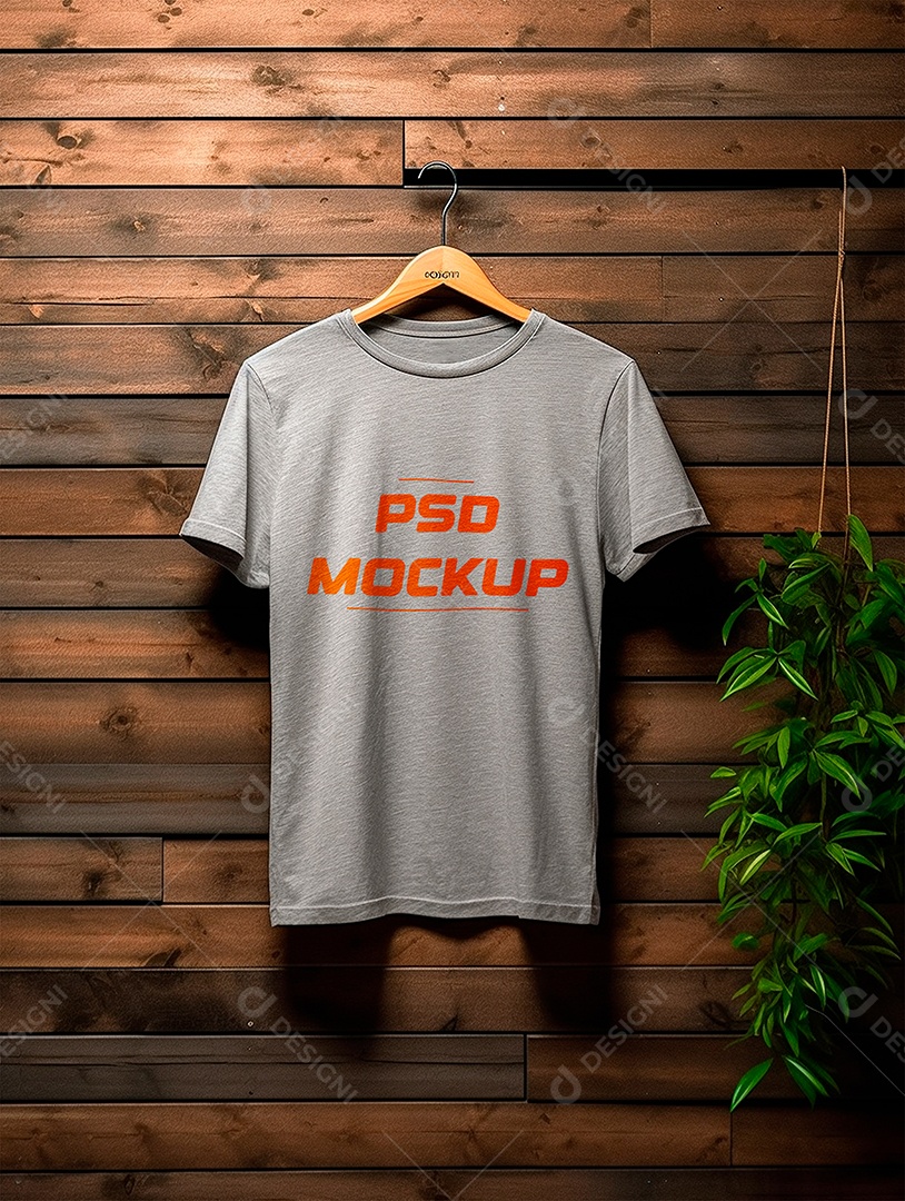 Mockup Camiseta Cinza No Cabide PSD Editável