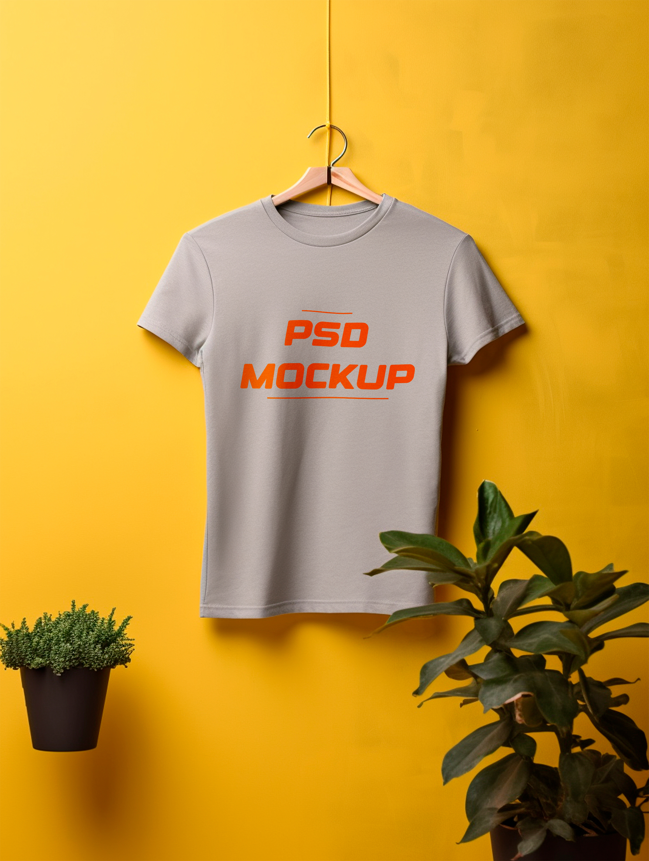 Mockup Camiseta Cinza No Cabide PSD Editável