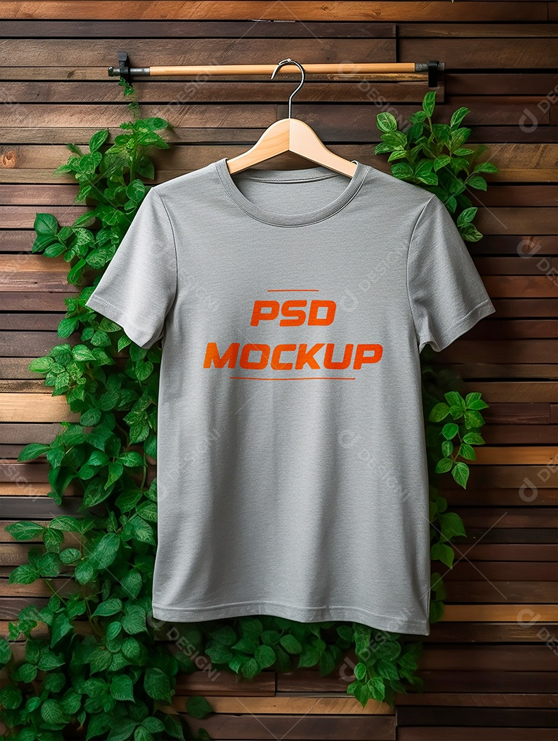 Mockup Camiseta Cinza No Cabide PSD Editável