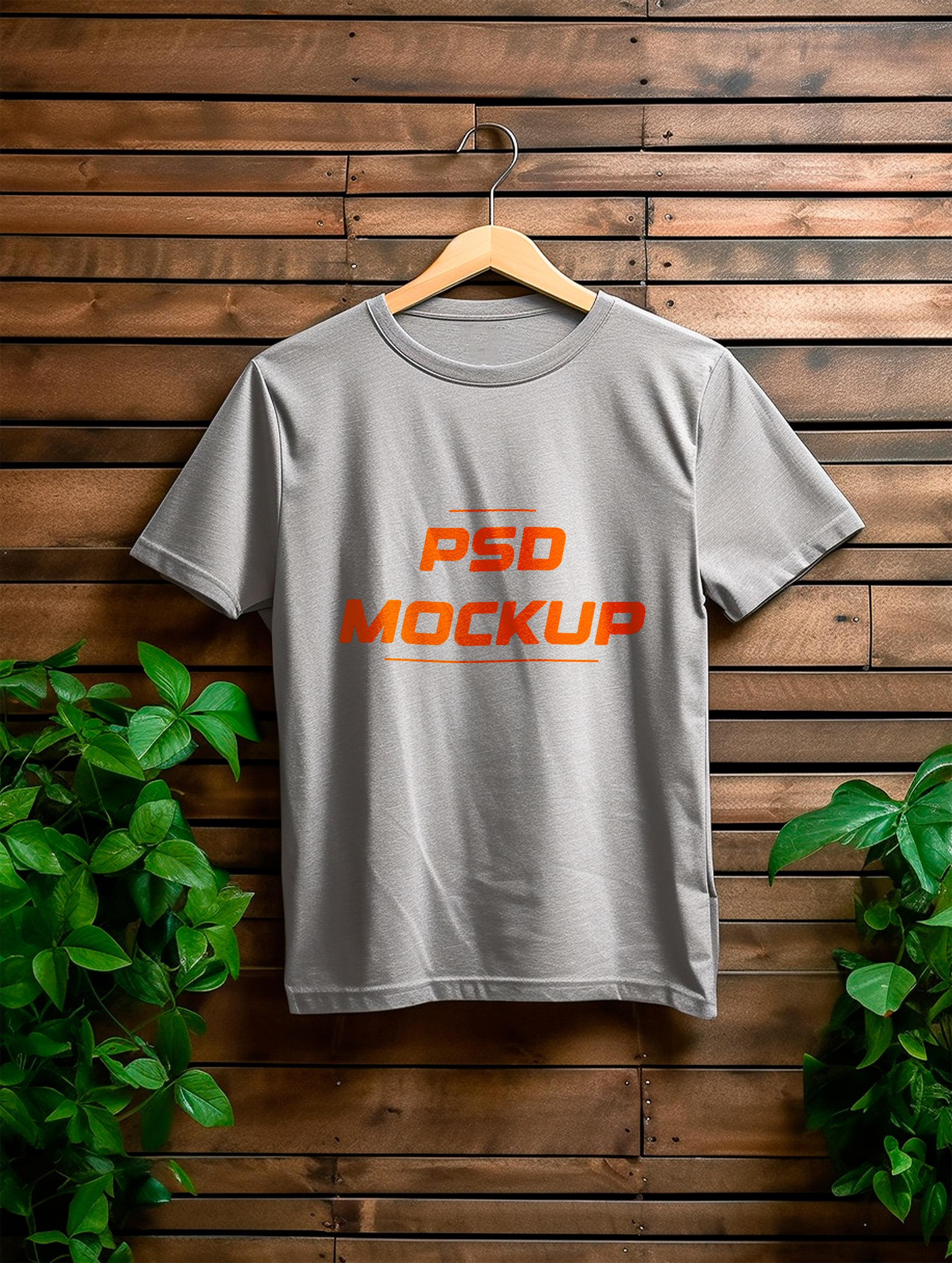 Mockup Camiseta Cinza No Cabide PSD Editável