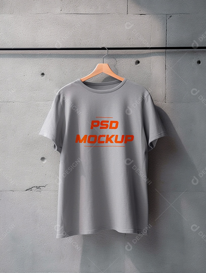 Mockup Camiseta Cinza No Cabide PSD Editável
