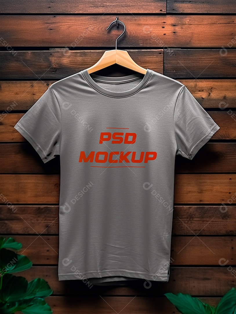 Mockup Camiseta Cinza No Cabide PSD Editável