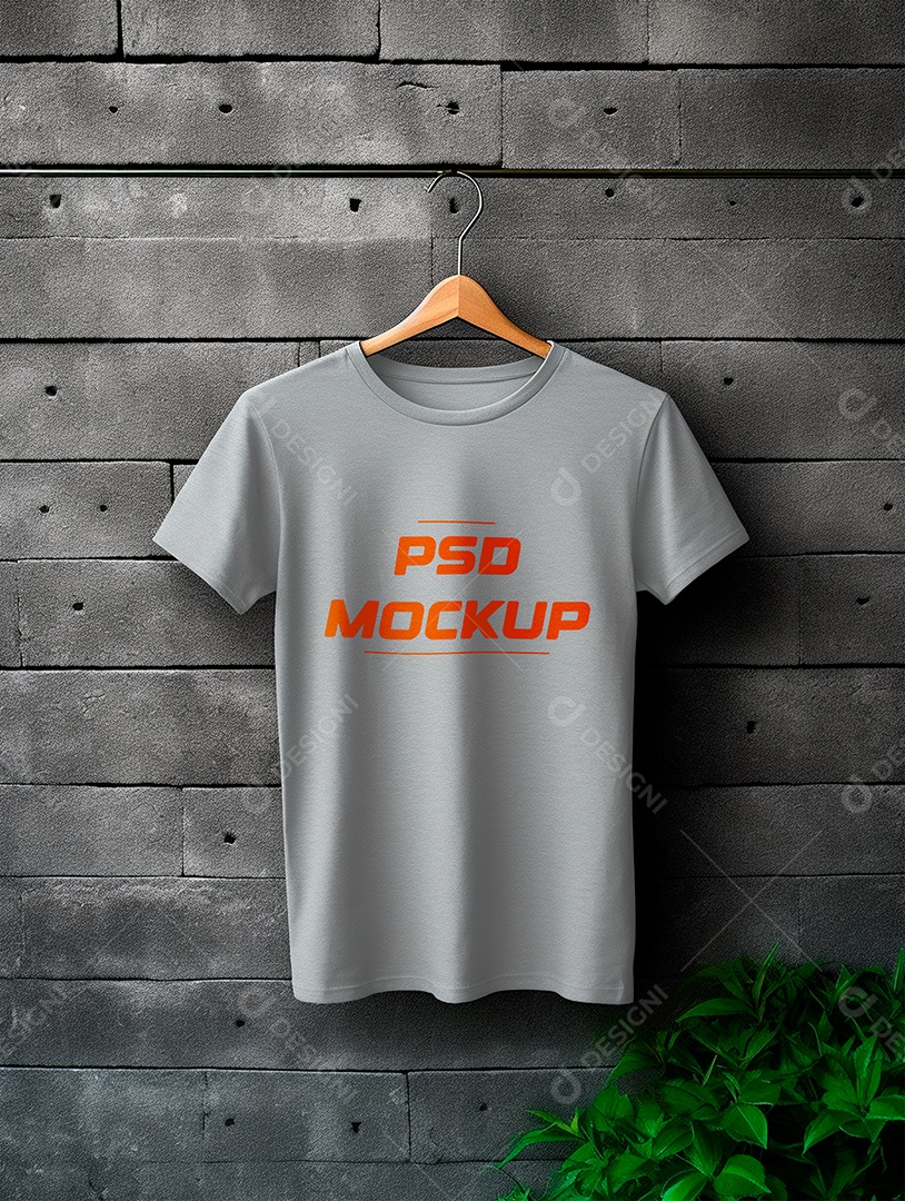 Mockup Camiseta Cinza No Cabide PSD Editável