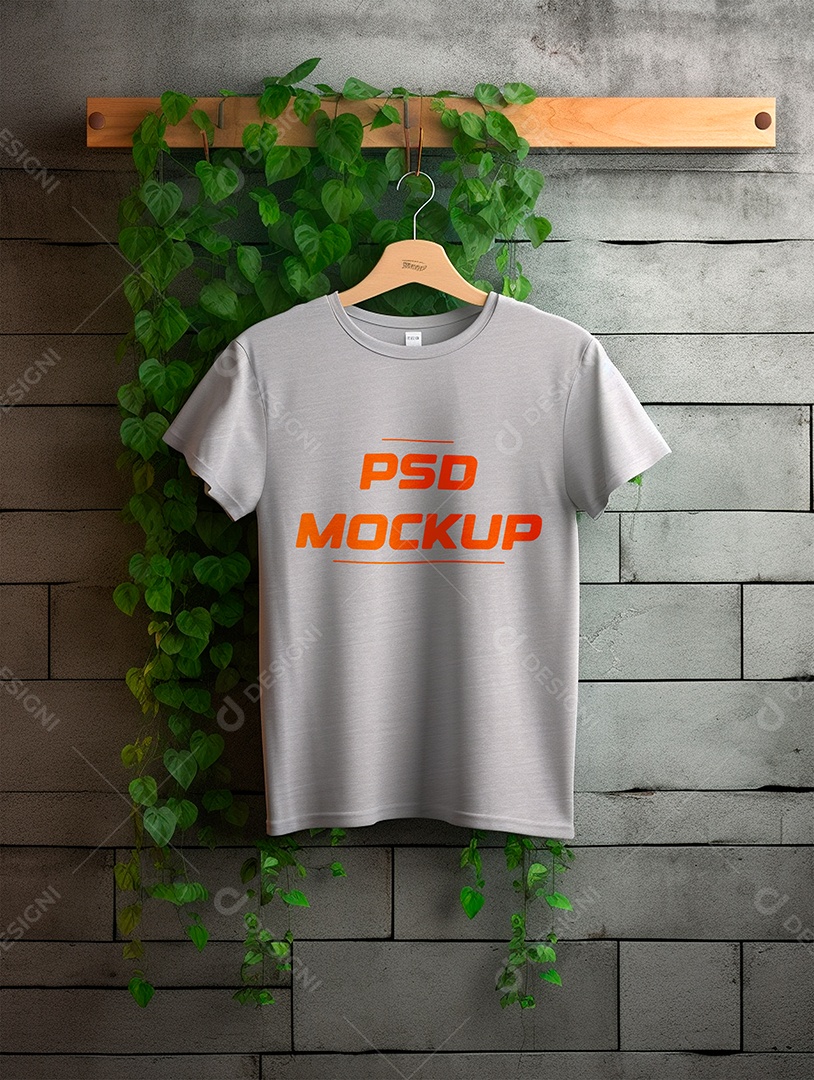 Editable PSD Gray T-shirt On The Hanger Mockup