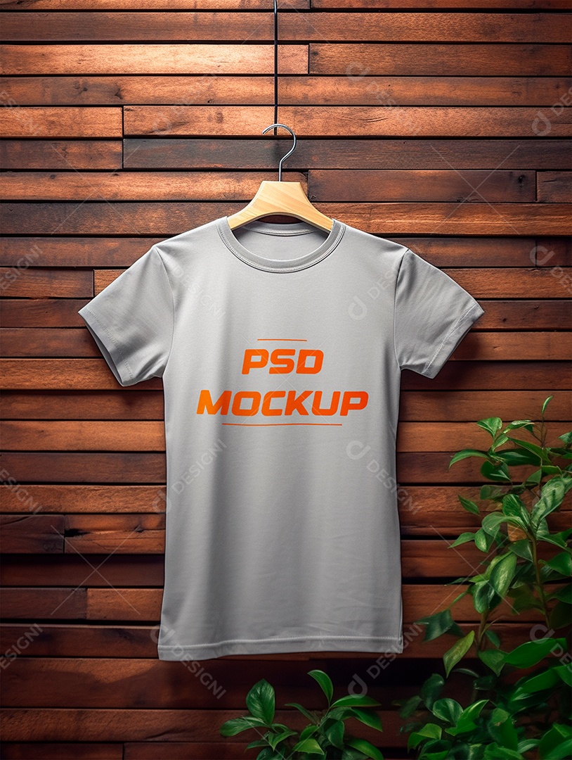 Mockup Camiseta Cinza No Cabide PSD Editável