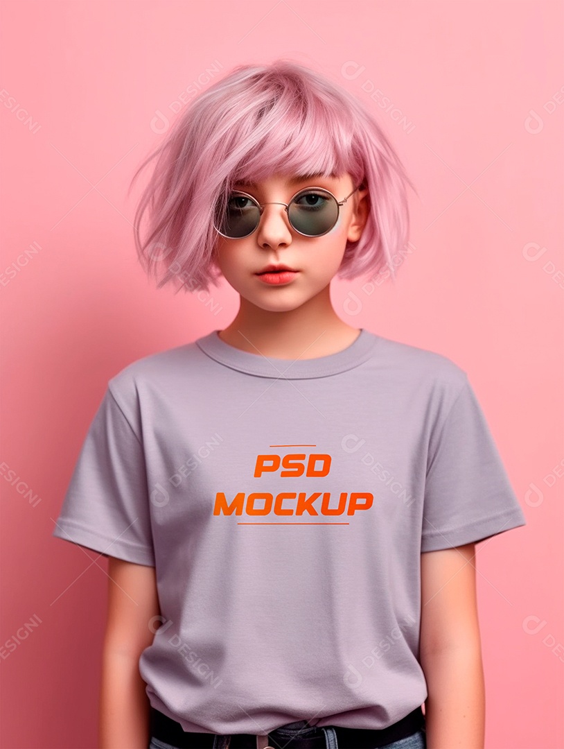 Editable PSD Children's Gray T-Shirt Mockup