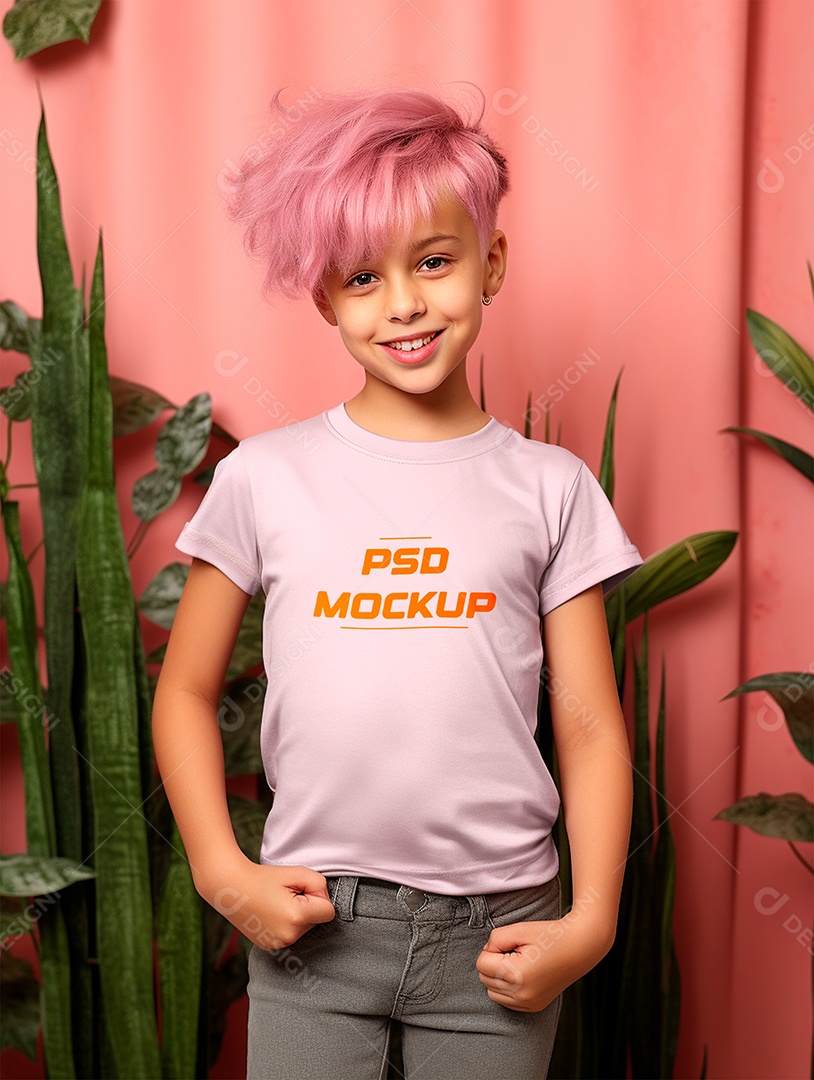 Mockup Camiseta Cinza Infantil PSD Editável