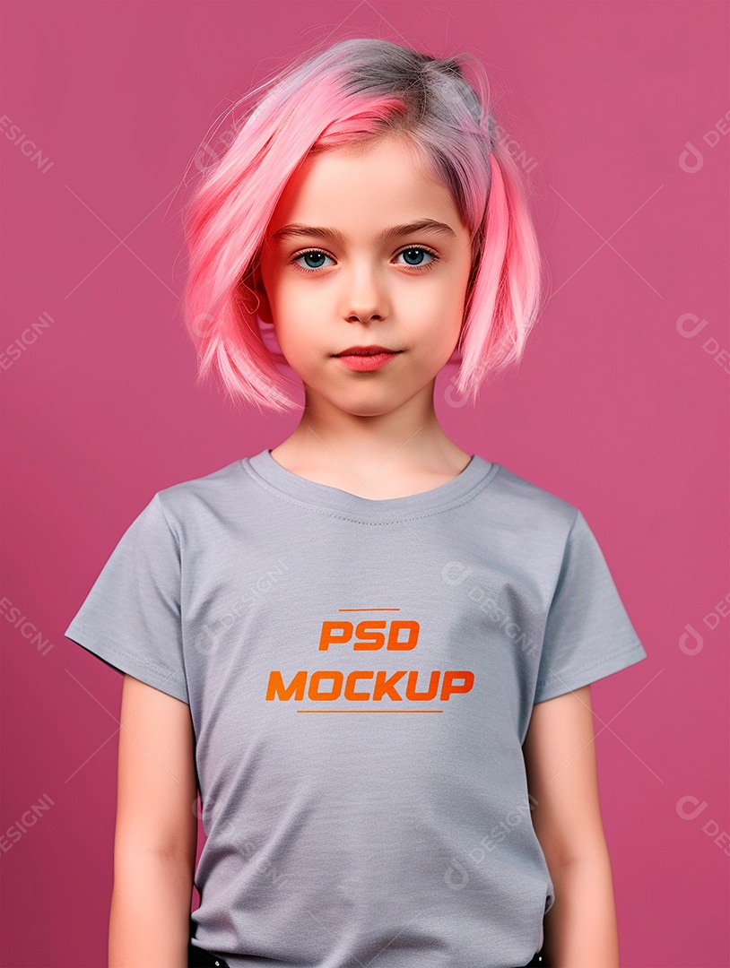 Mockup Camiseta Cinza Infantil PSD Editável