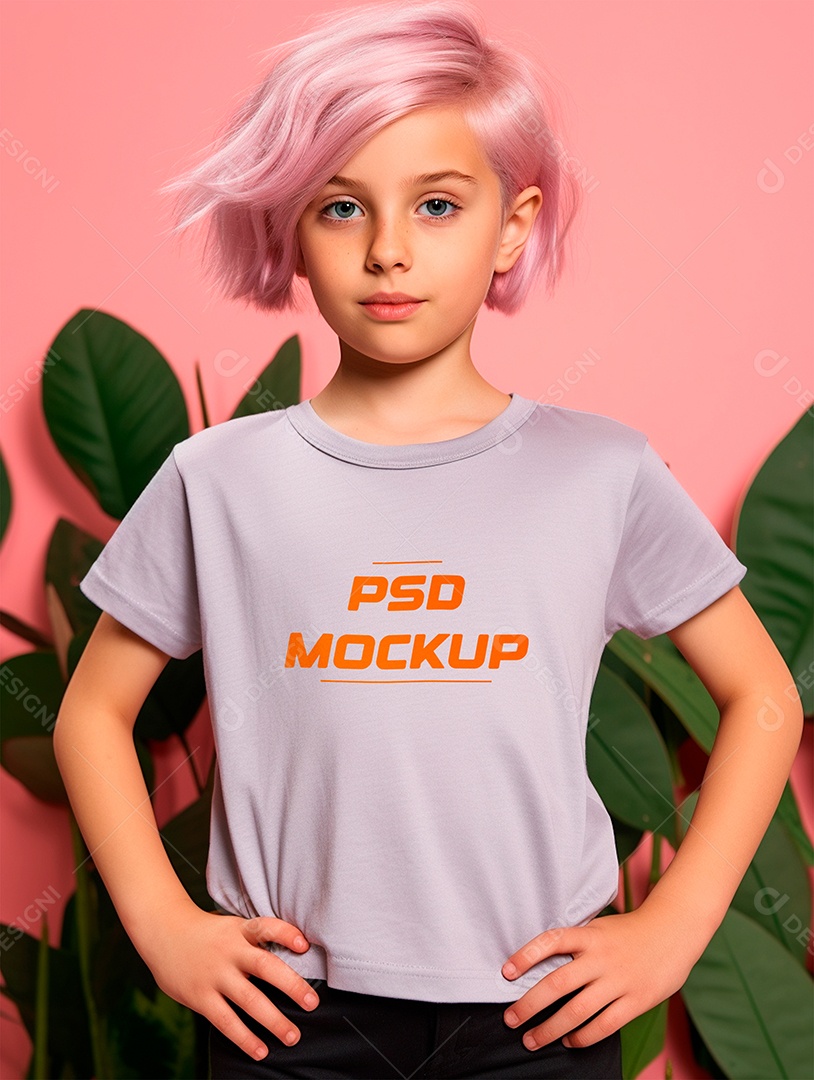 Mockup Camiseta Cinza Infantil PSD Editável