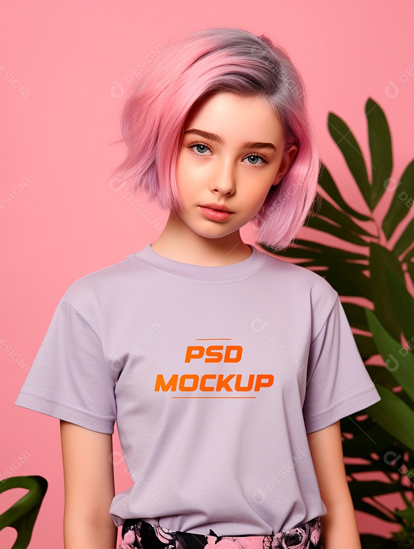 Mockup Camiseta Cinza Infantil PSD Editável