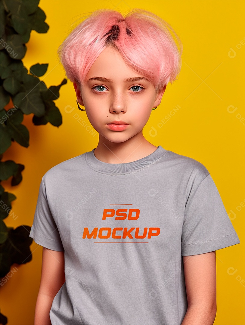 Mockup Camiseta Cinza Infantil PSD Editável