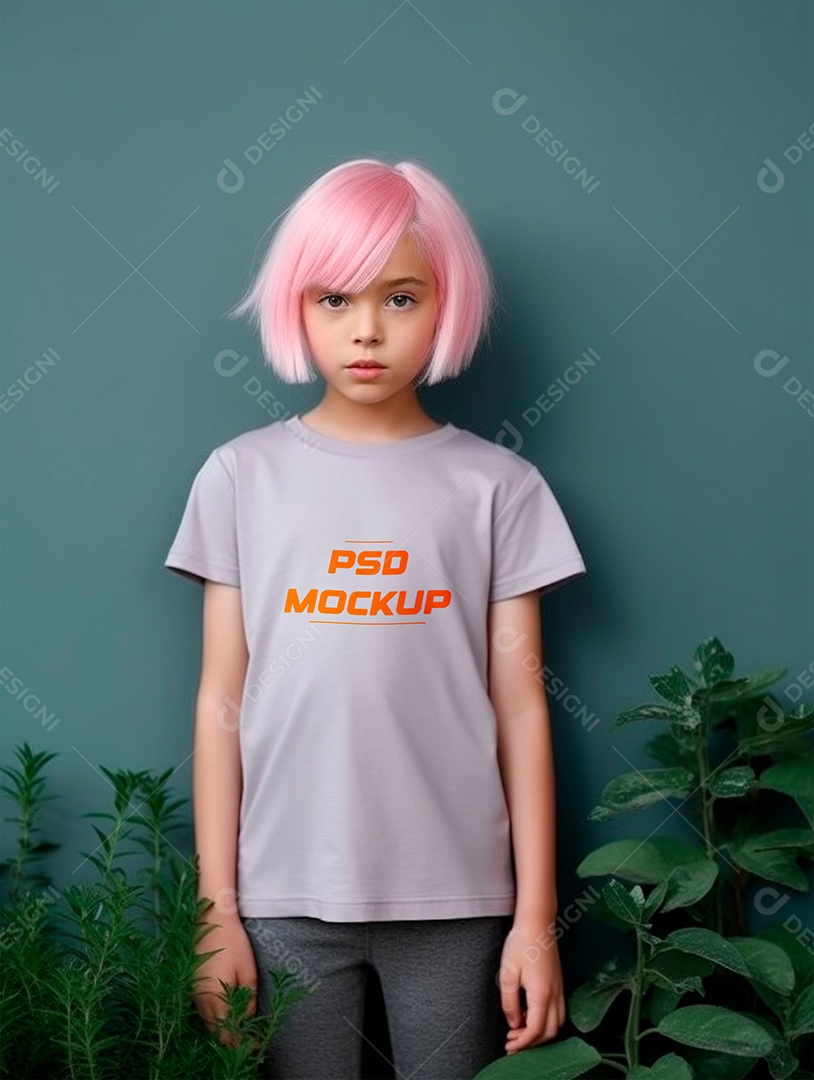 Mockup Camiseta Cinza Infantil PSD Editável