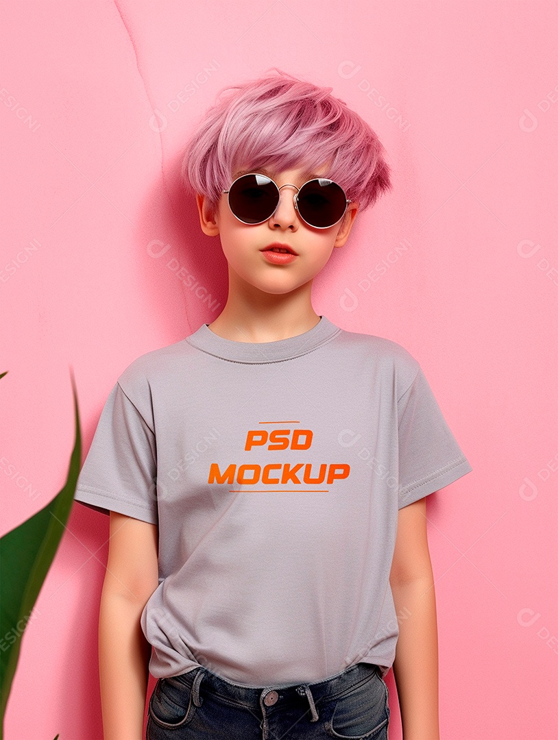 Mockup Camiseta Cinza Infantil PSD Editável