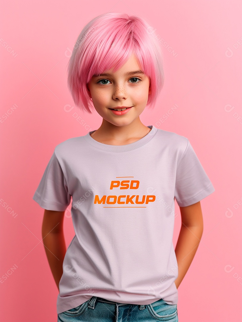 Mockup Camiseta Cinza Infantil PSD Editável