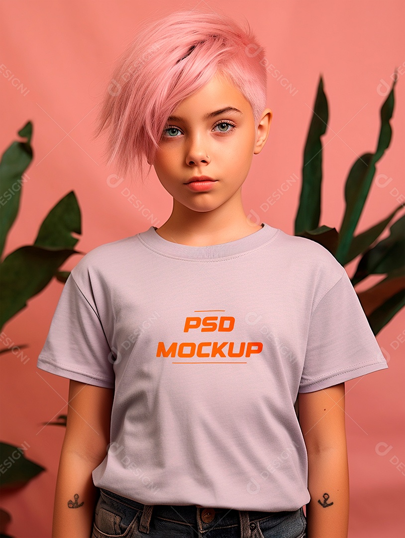 Mockup Camiseta Cinza Infantil PSD Editável