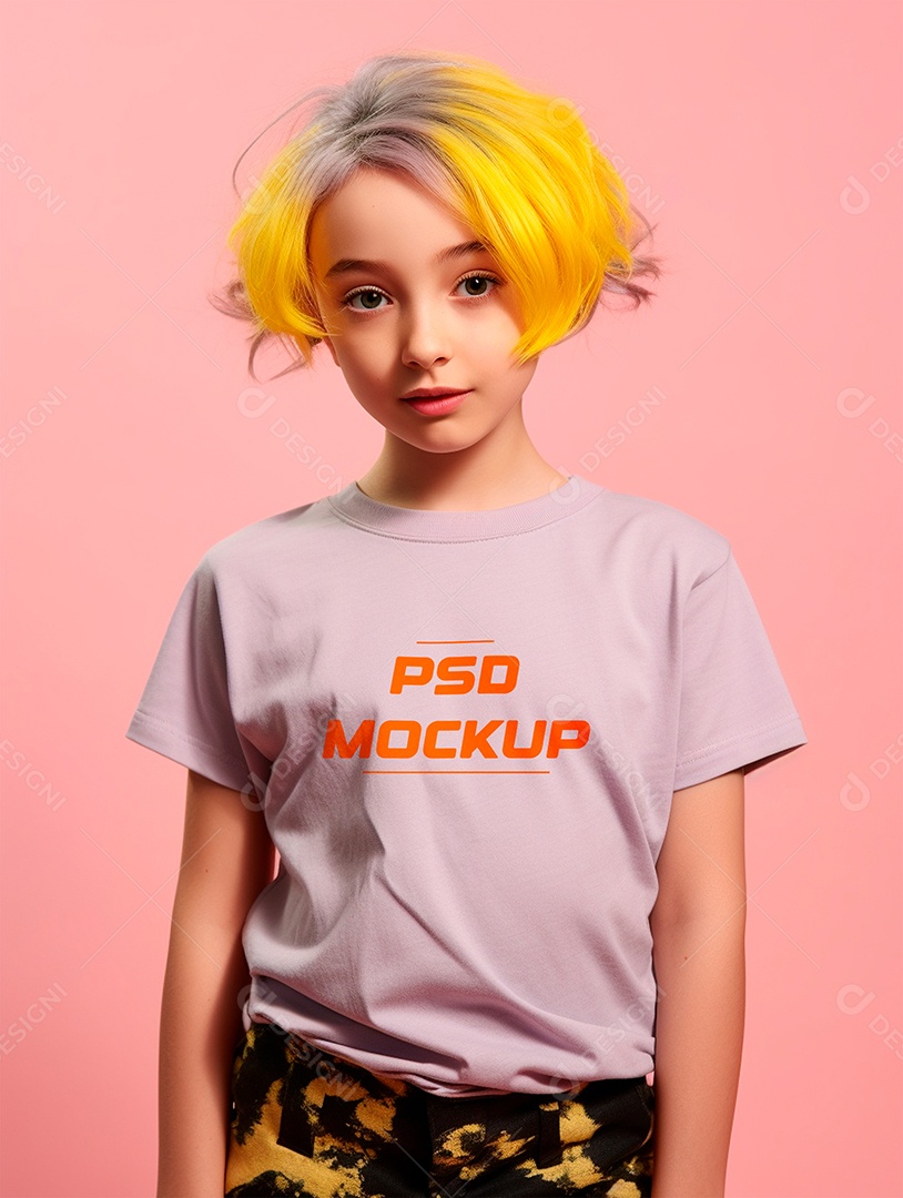 Mockup Camiseta Cinza Infantil PSD Editável