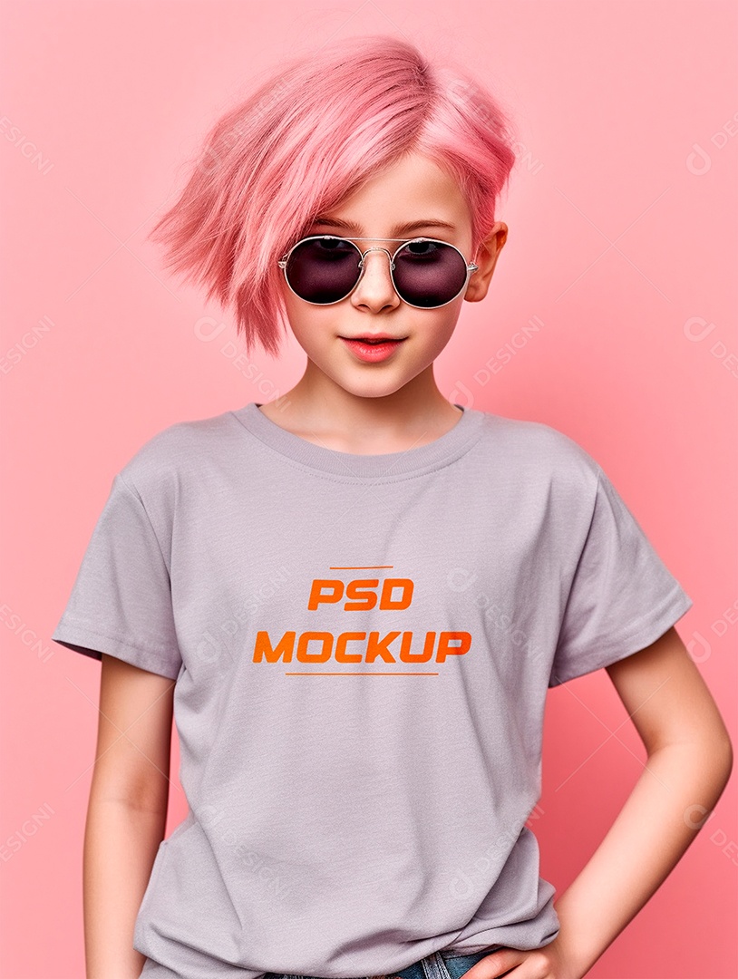 Mockup Camiseta Cinza Infantil PSD Editável