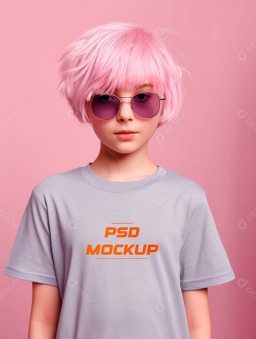 Mockup Camiseta Cinza Infantil PSD Editável