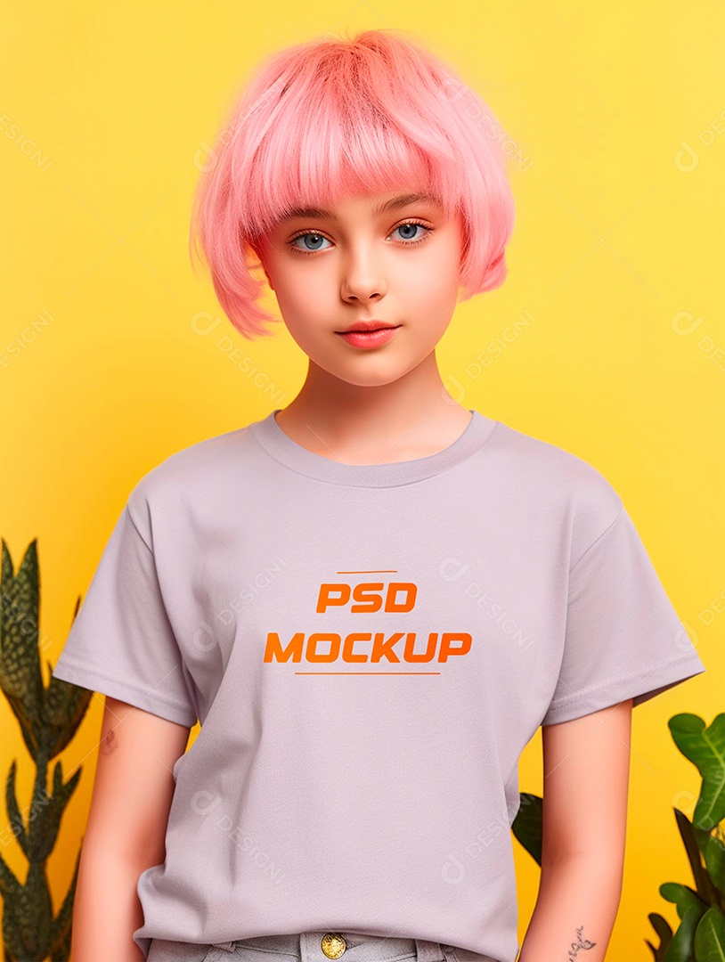 Mockup Camiseta Cinza Infantil PSD Editável