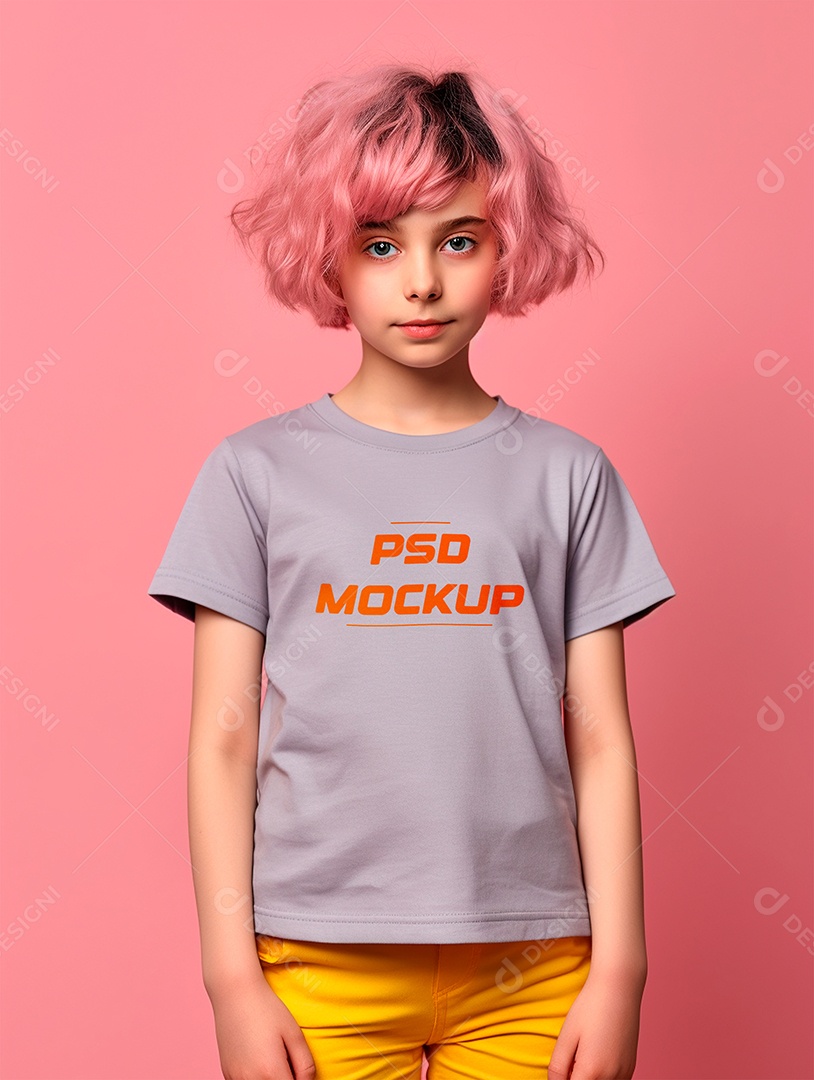 Mockup Camiseta Cinza Infantil PSD Editável