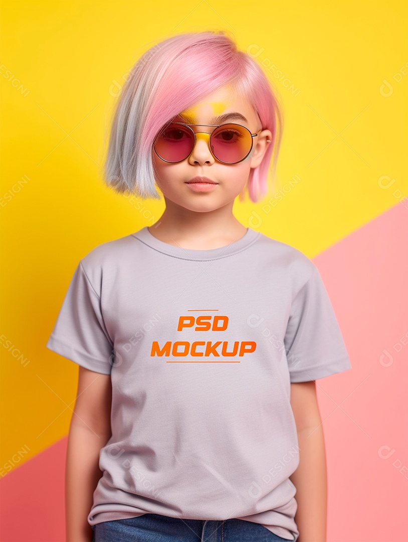 Mockup Camiseta Cinza Infantil PSD Editável