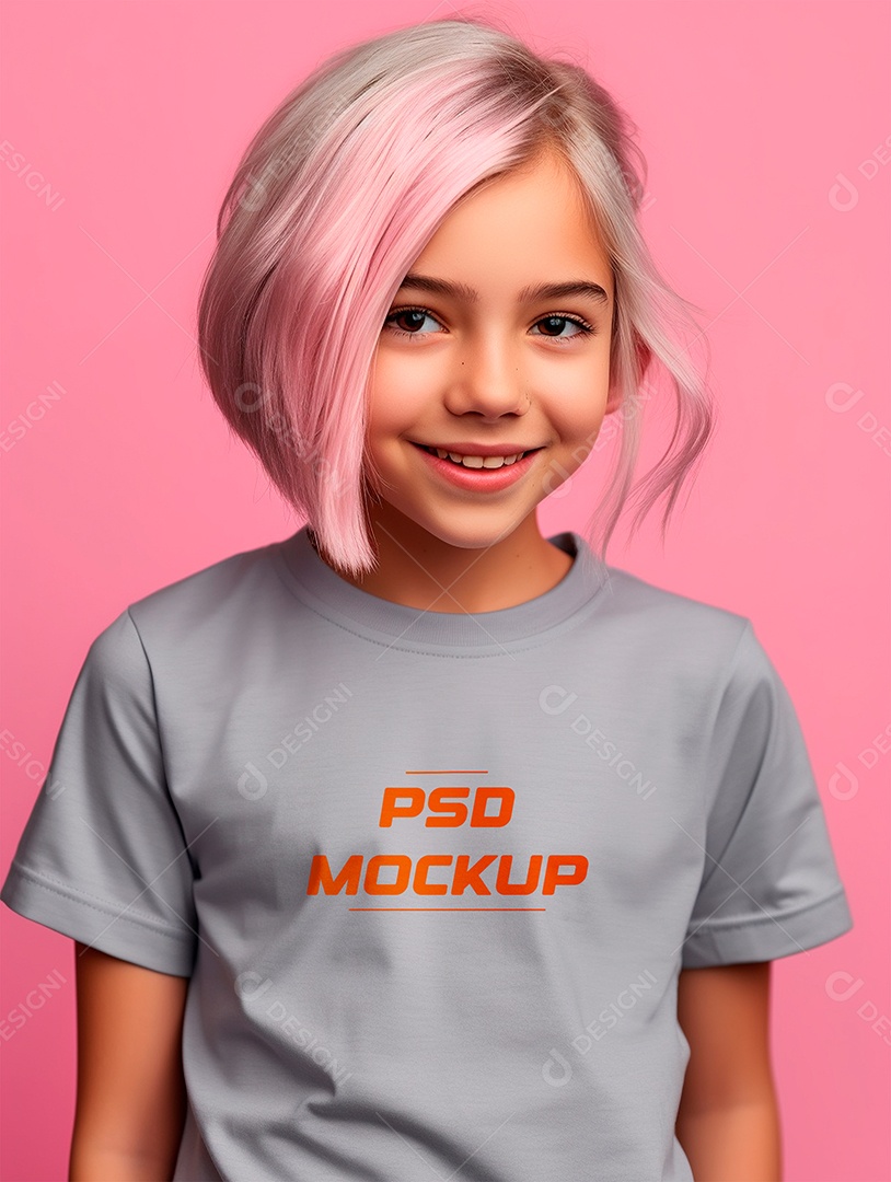 Mockup Camiseta Cinza Infantil PSD Editável