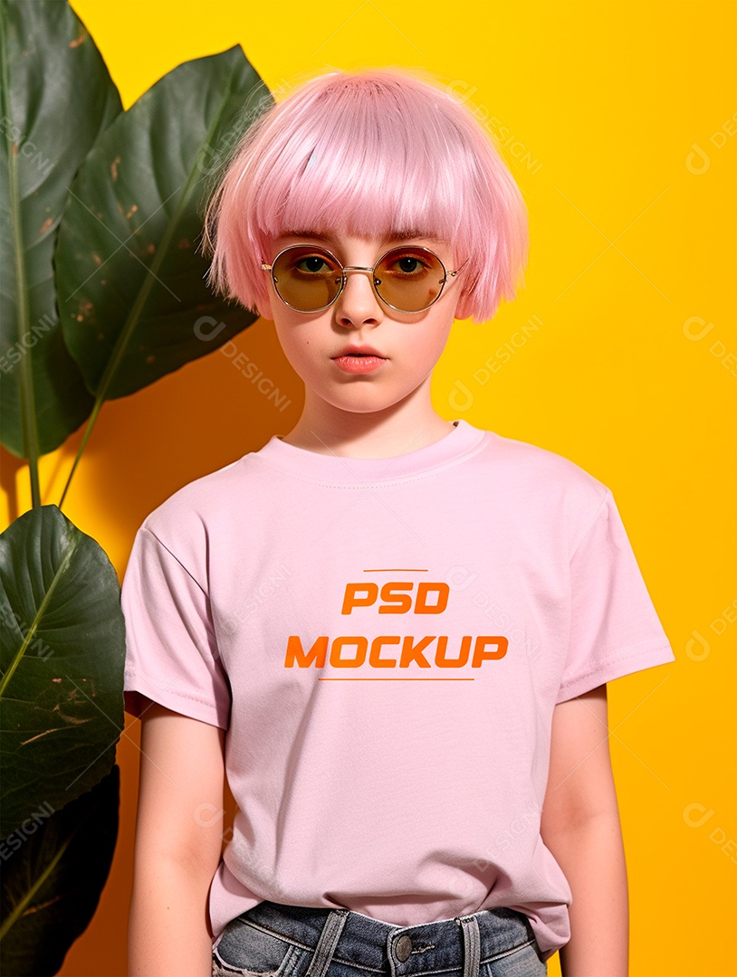 Mockup Camiseta Cinza Infantil PSD Editável