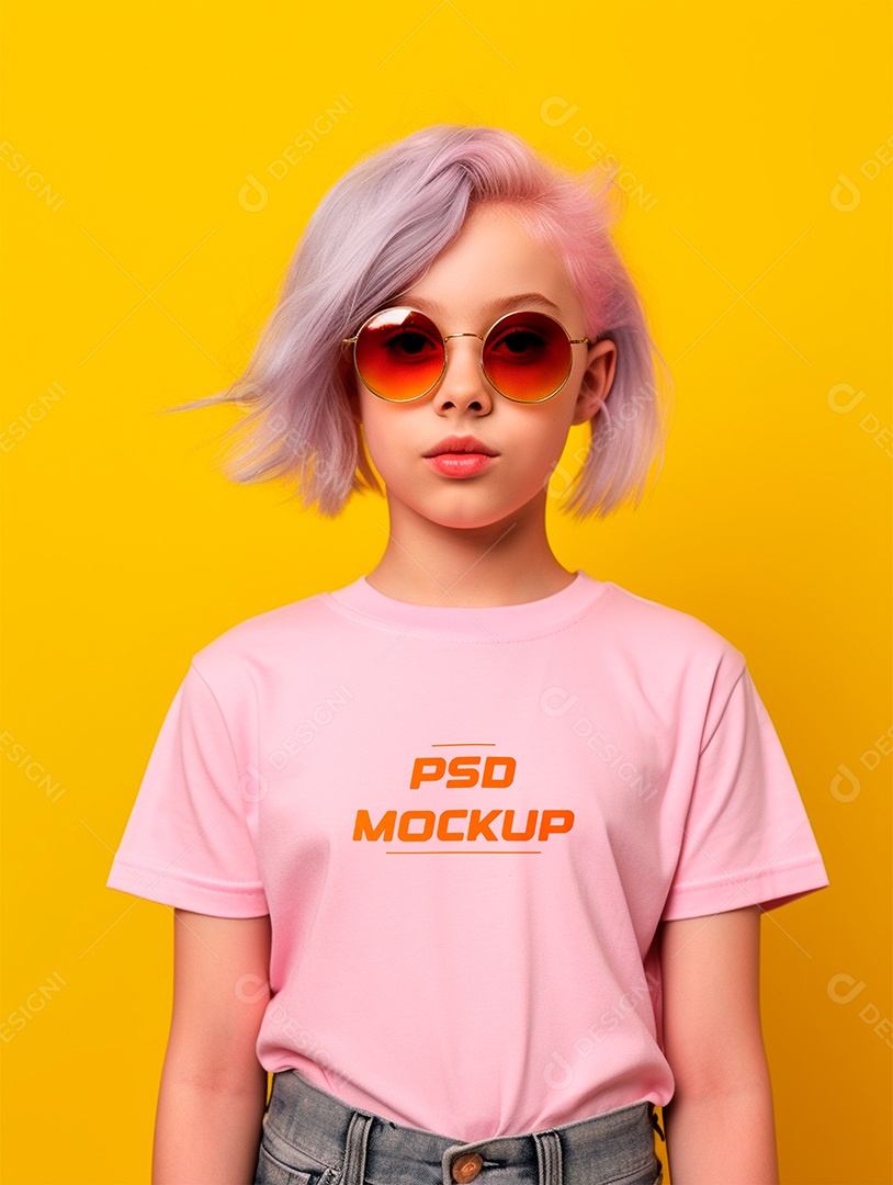 Mockup Camiseta Cinza Infantil PSD Editável