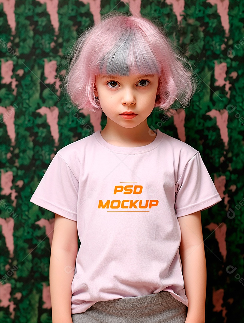 Mockup Camiseta Cinza Infantil PSD Editável