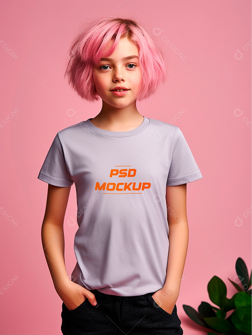 Mockup Camiseta Cinza Infantil PSD Editável