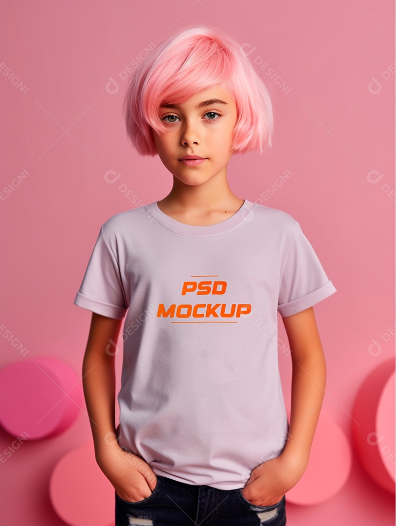 Mockup Camiseta Cinza Infantil PSD Editável