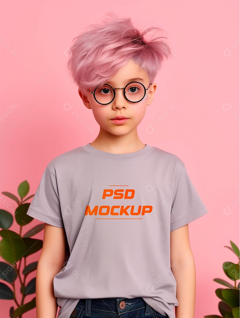 Mockup Camiseta Cinza Infantil PSD Editável