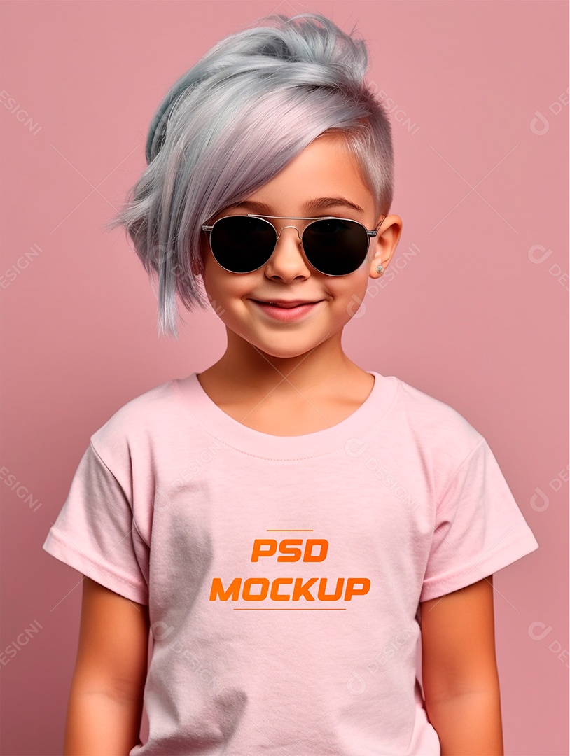 Mockup Camiseta Cinza Infantil PSD Editável