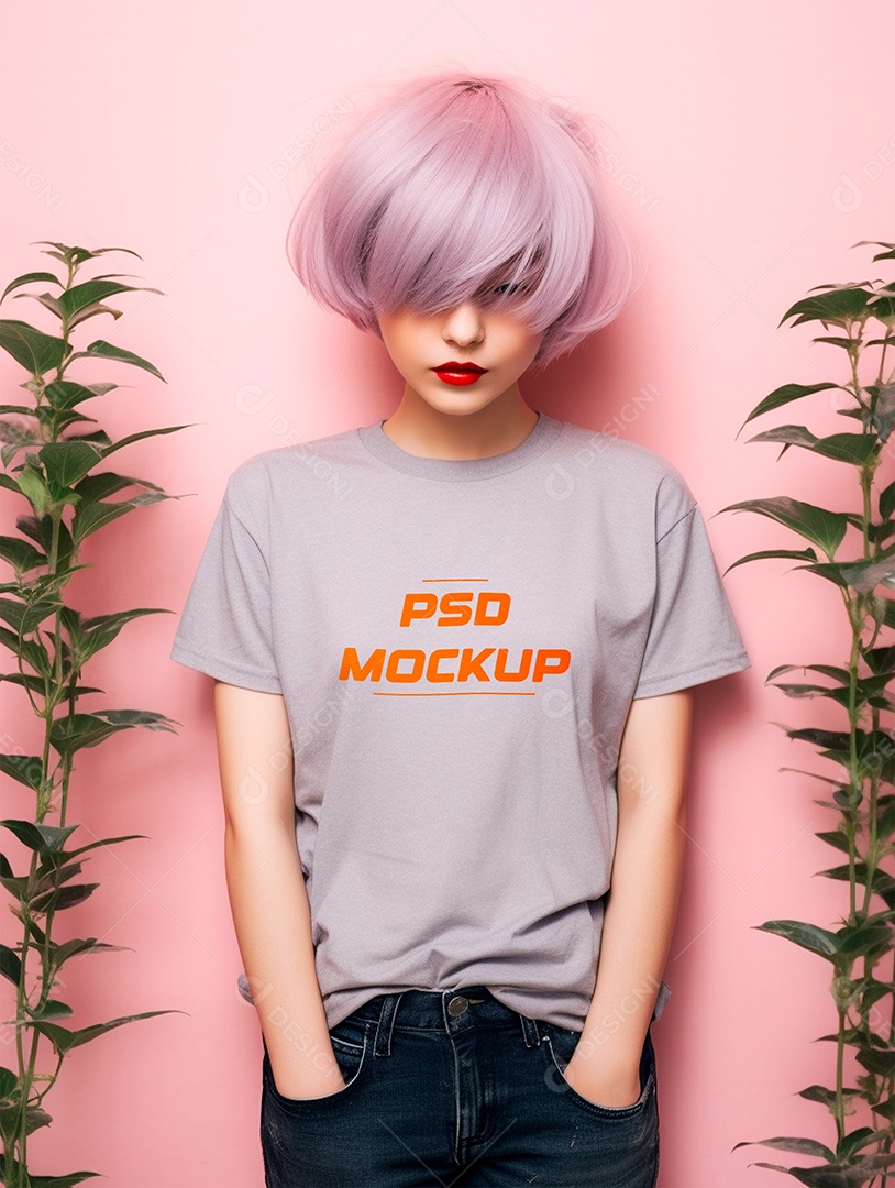 Mockup Camiseta Cinza Infantil PSD Editável